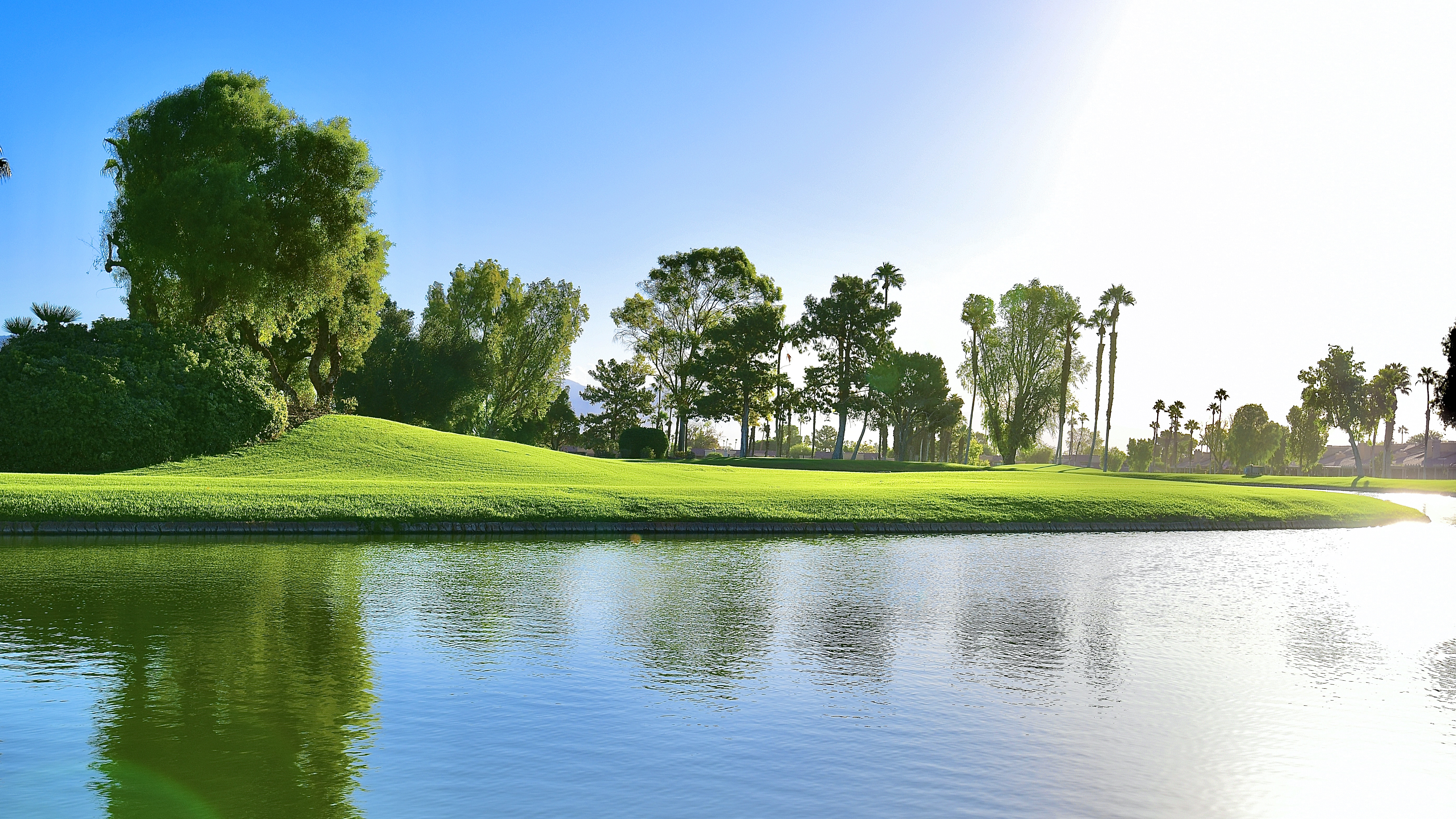Pond and trees on golf course