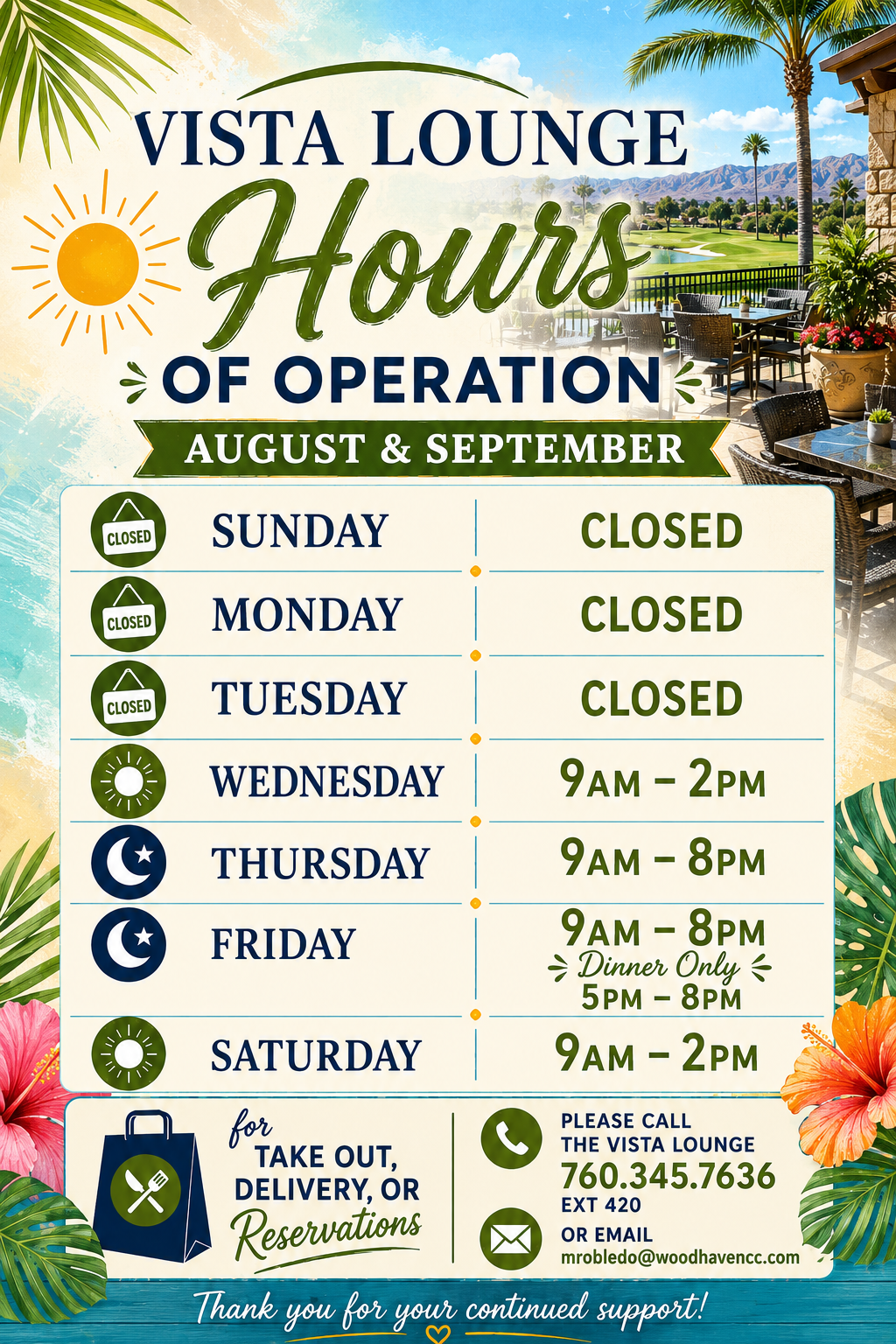 August and September Hours 2026